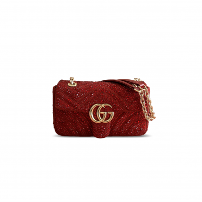 GUCCI GG MARMONT CRYSTALS SMALL SHOULDER BAG 837280 (22*12.5*6cm)